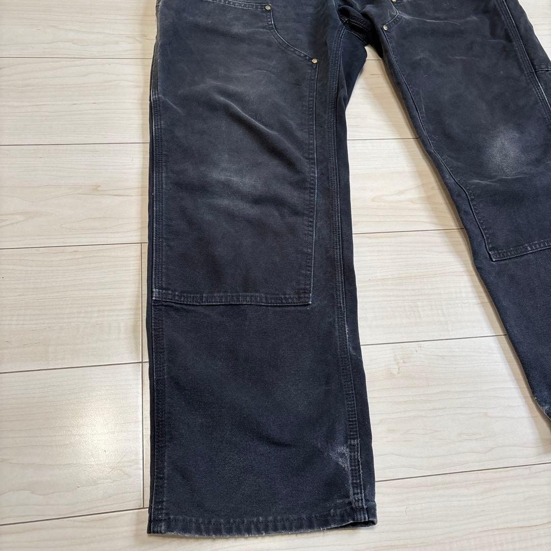 カーハート ダブルニー 黒 ブラック 34✖️30 希少サイズ USA製