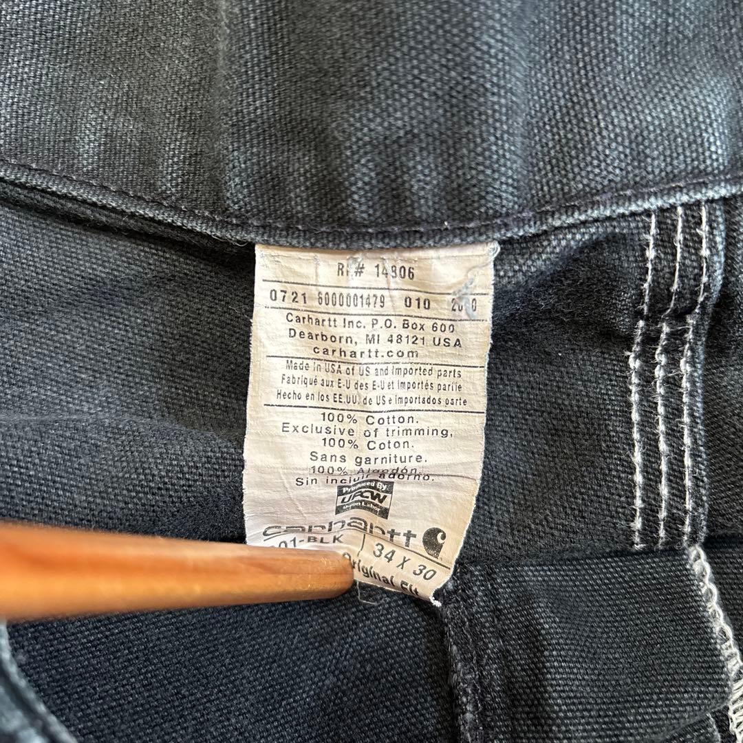カーハート ダブルニー 黒 ブラック 34✖️30 希少サイズ USA製