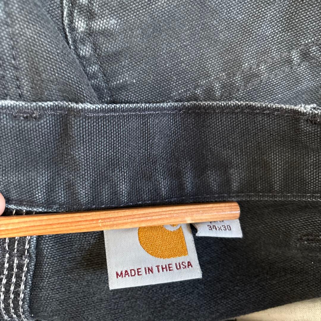 カーハート ダブルニー 黒 ブラック 34✖️30 希少サイズ USA製