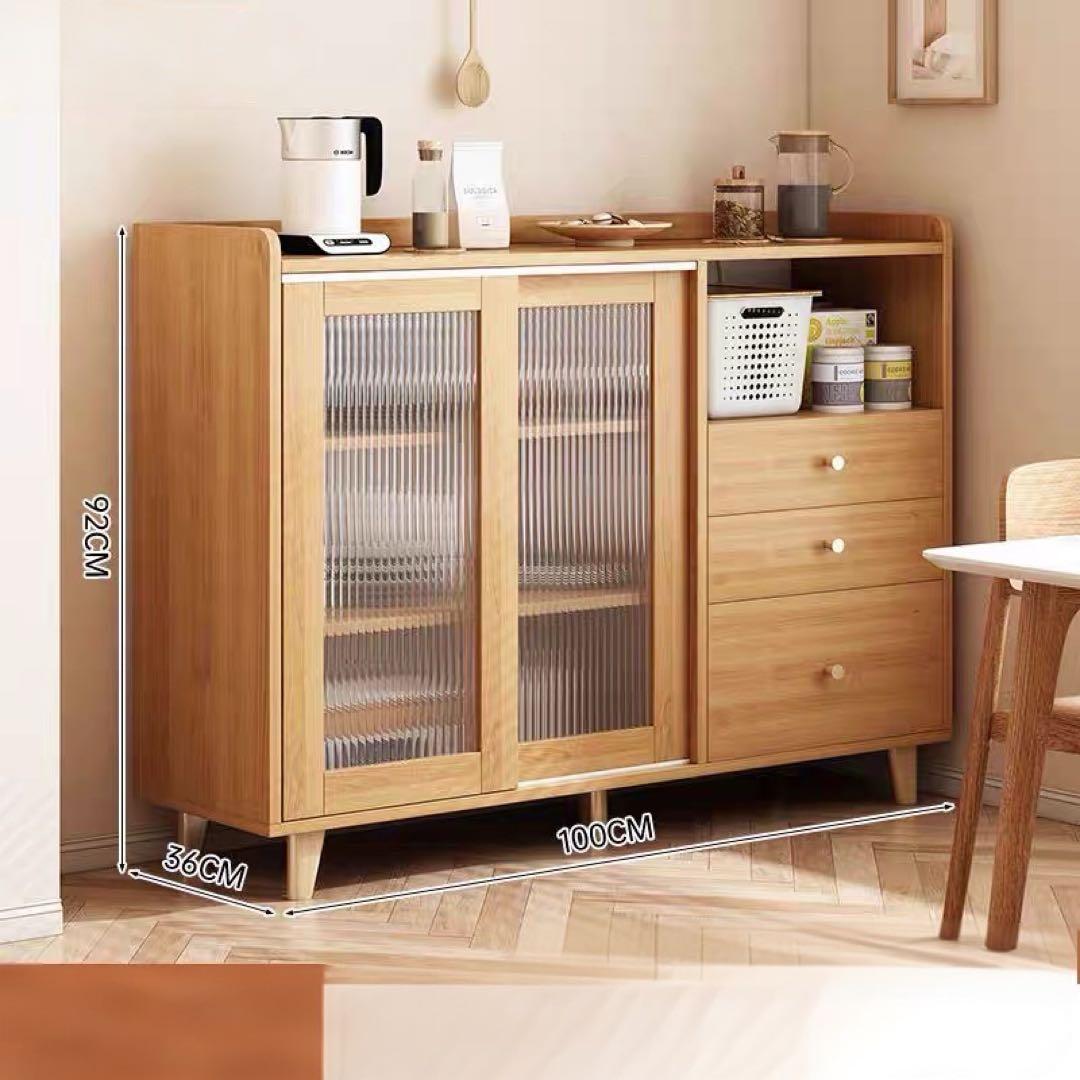 ナチュラルウッド 食器棚・キッチンカウンター 幅100cm