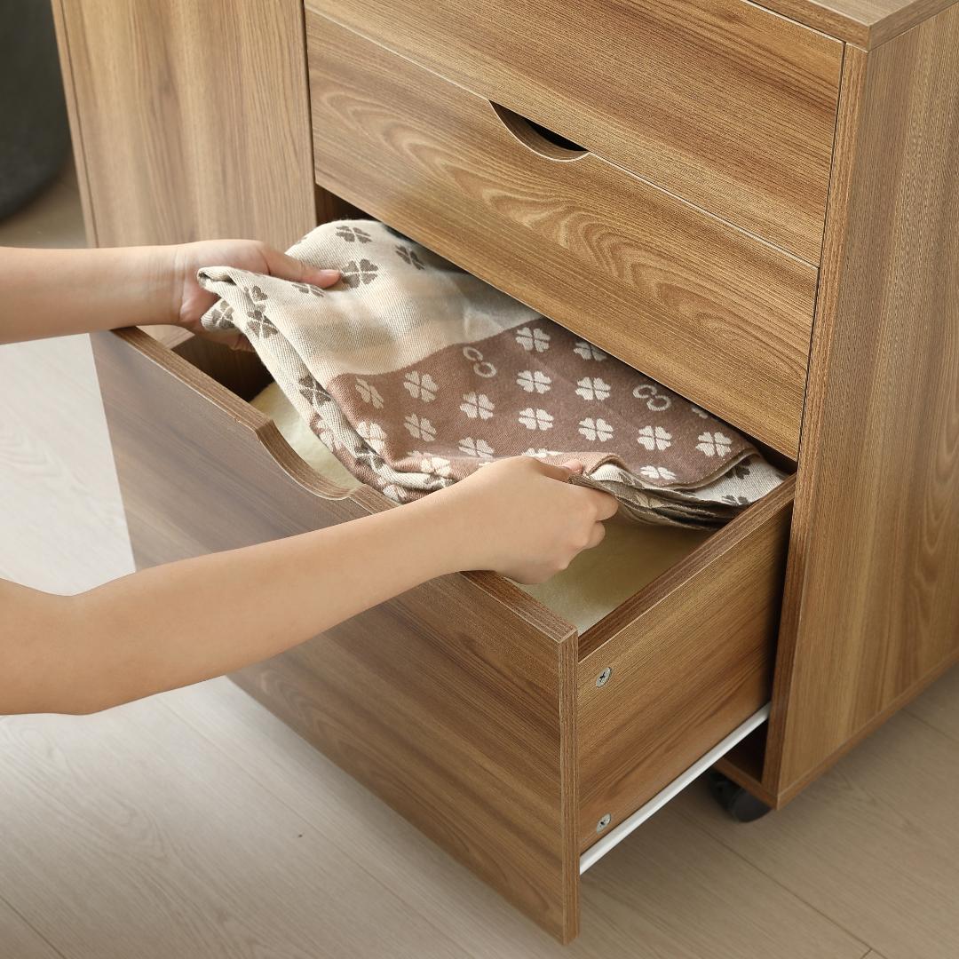 超人気！キャビネット幅80 北欧 サイドボード チェスト キャスター・引き出し