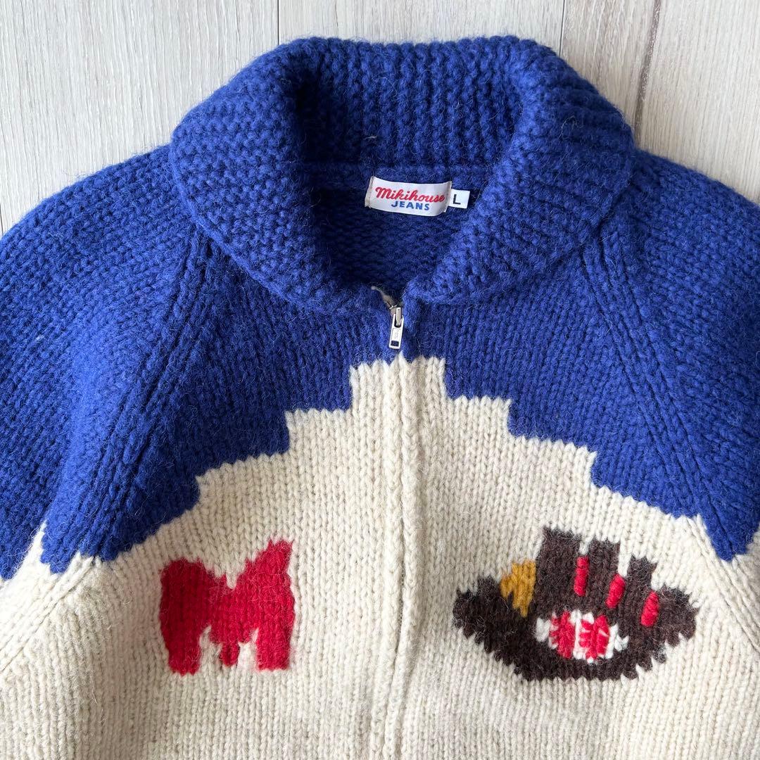 MIKI HOUSE JEANS ミキハウス カウチンニットジャケット L 怪獣