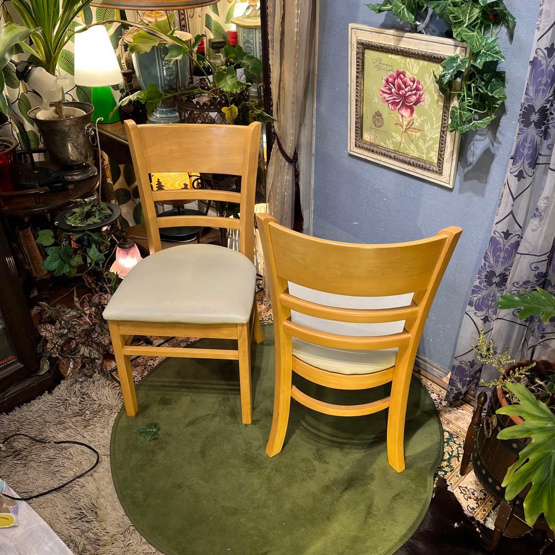 Sale L１　２脚セット　座面色変更可　木製ダイニングチェア
