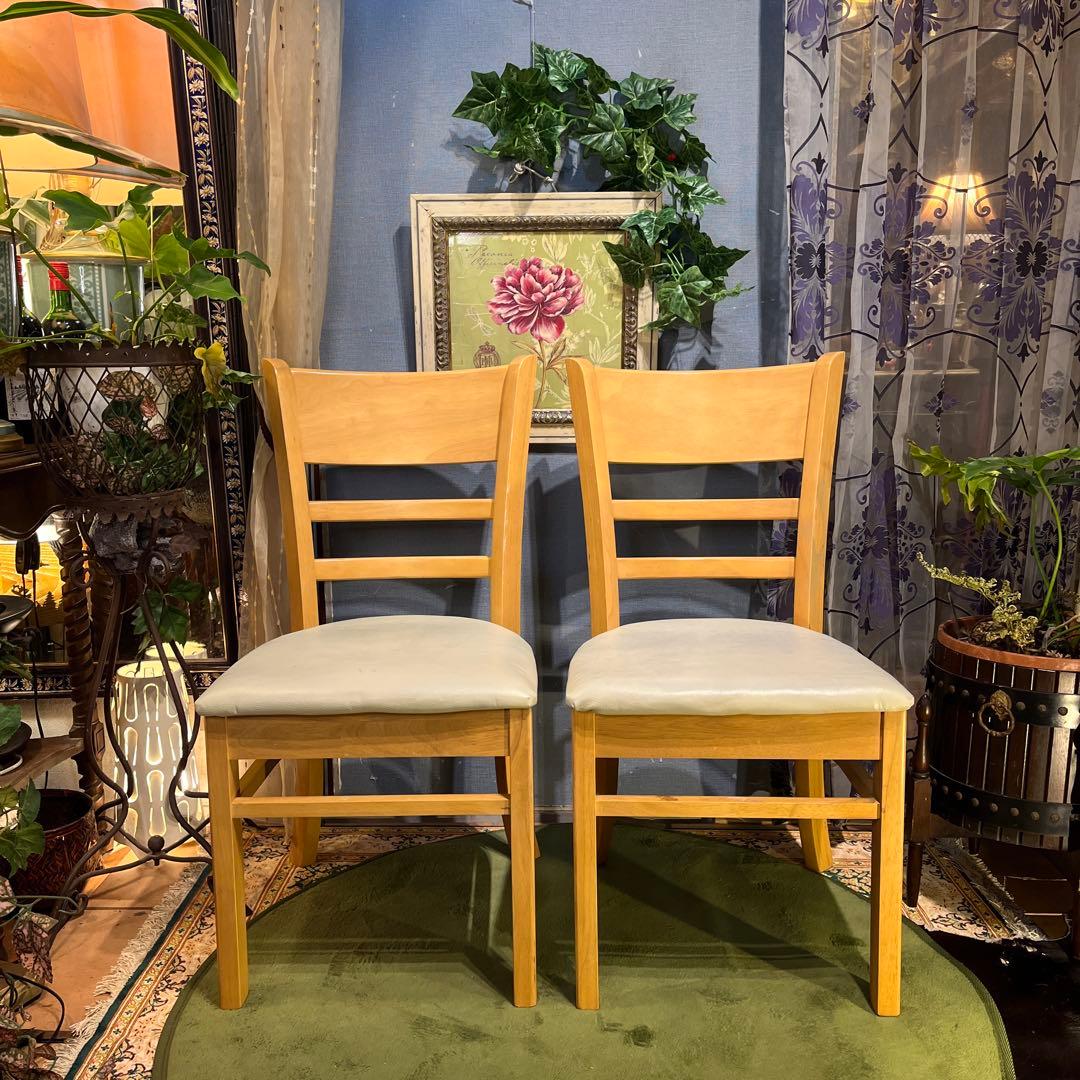 Sale L１　２脚セット　座面色変更可　木製ダイニングチェア