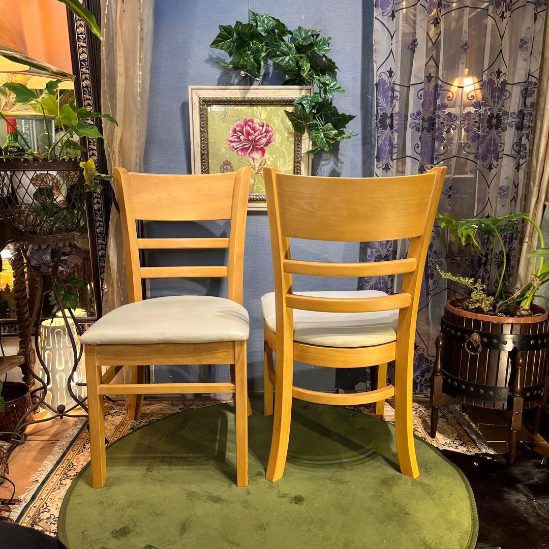 Sale L１　２脚セット　座面色変更可　木製ダイニングチェア