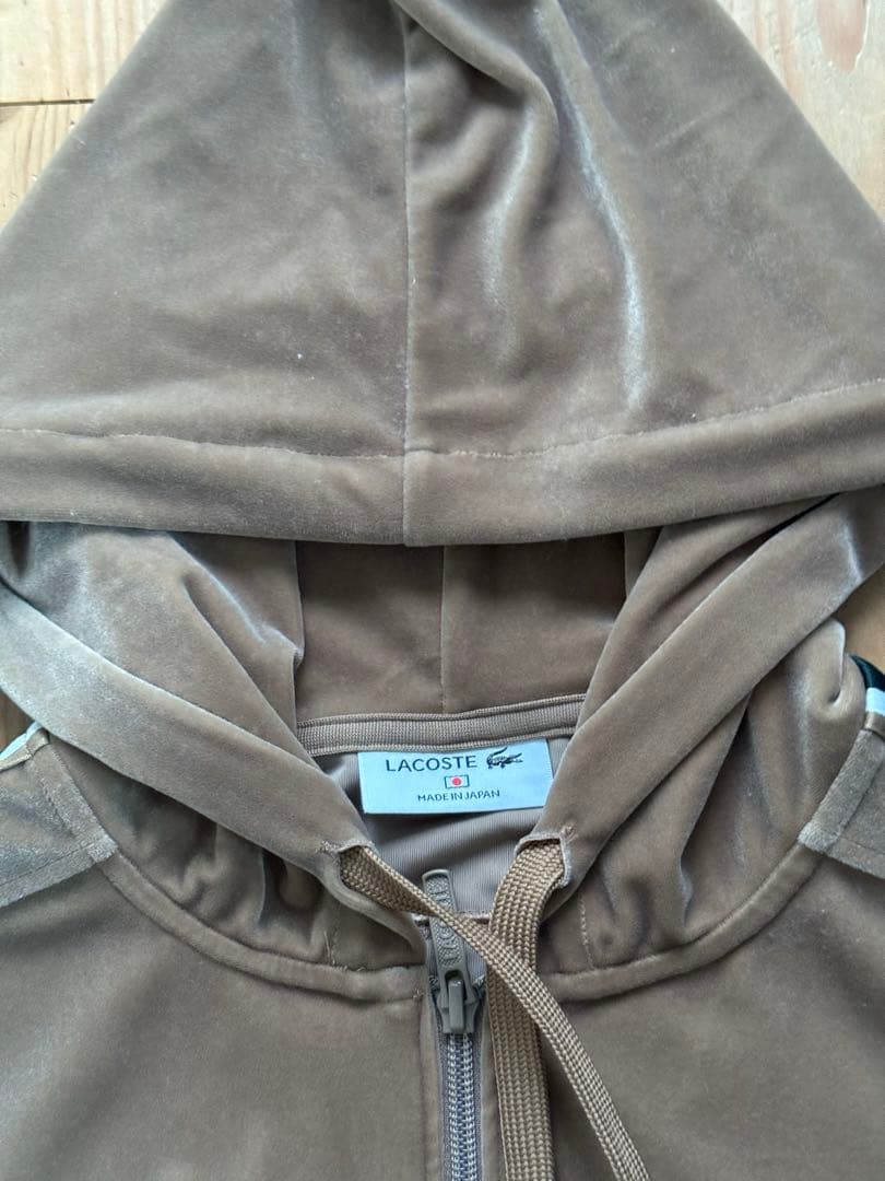 LACOSTE ブラウン パーカー レディース ベロア ライン