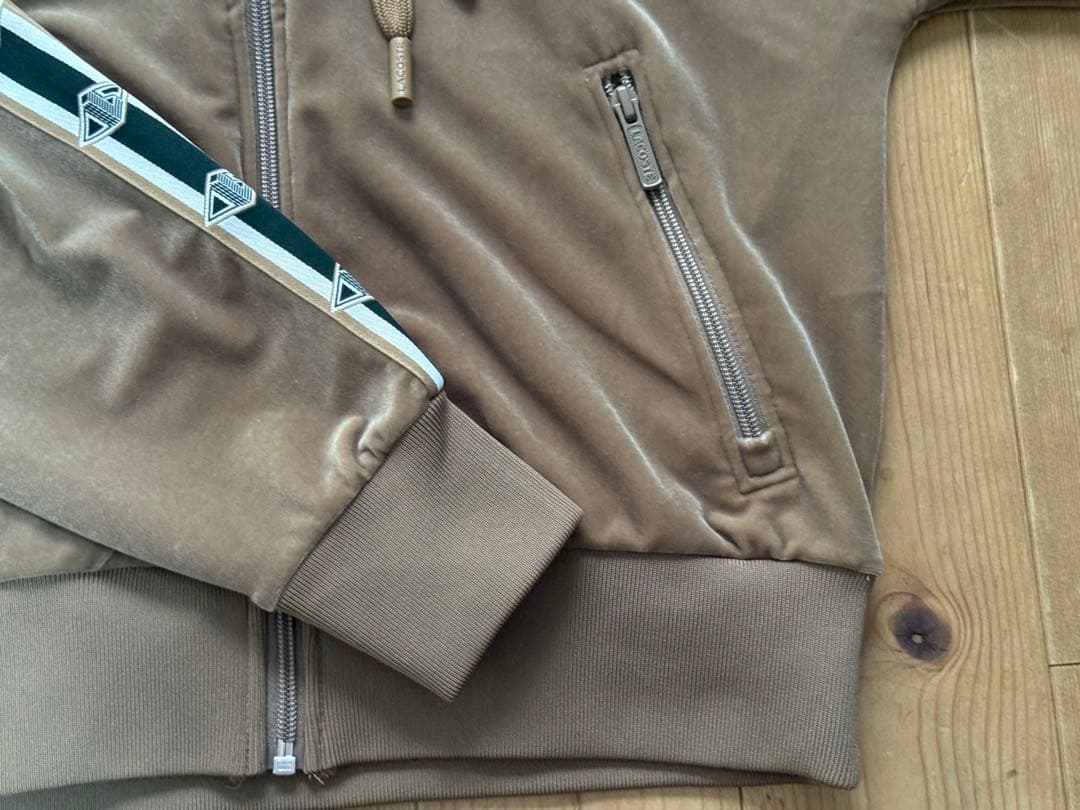 LACOSTE ブラウン パーカー レディース ベロア ライン