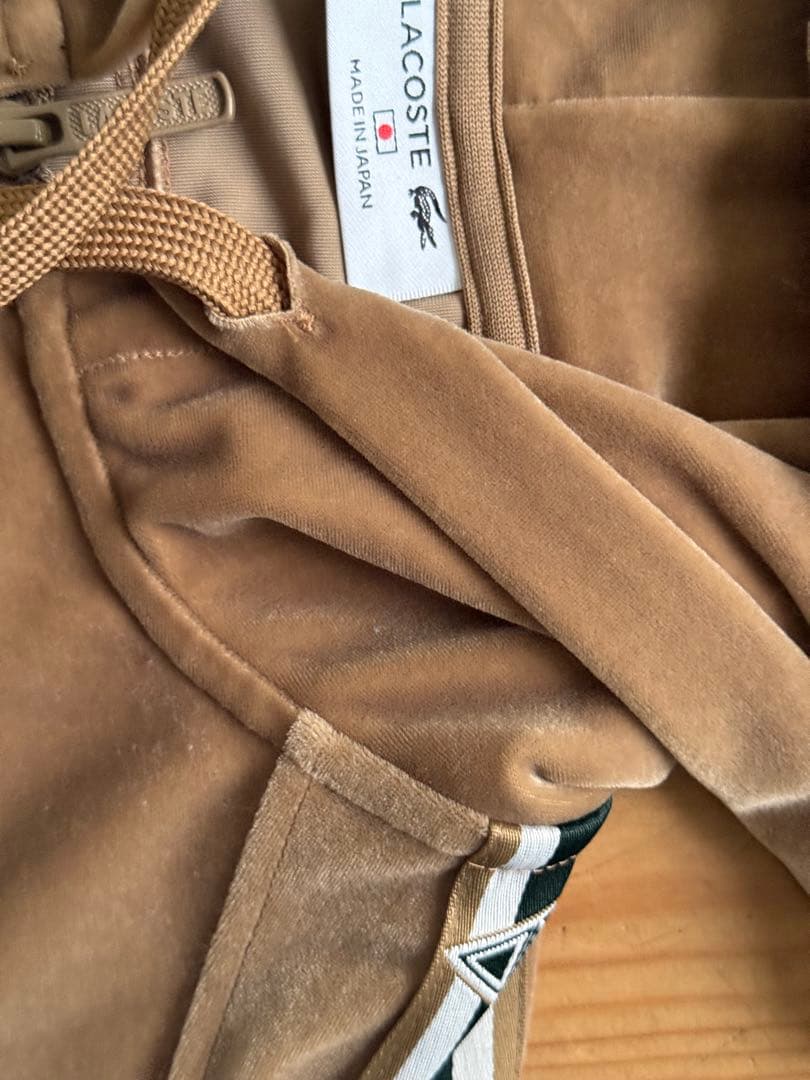 LACOSTE ブラウン パーカー レディース ベロア ライン