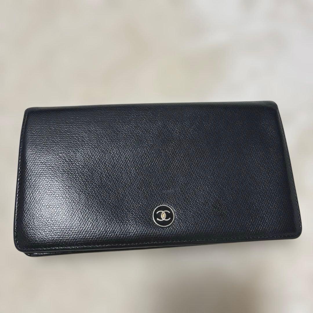 CHANEL 二つ折り長財布 ブラック ココマーク