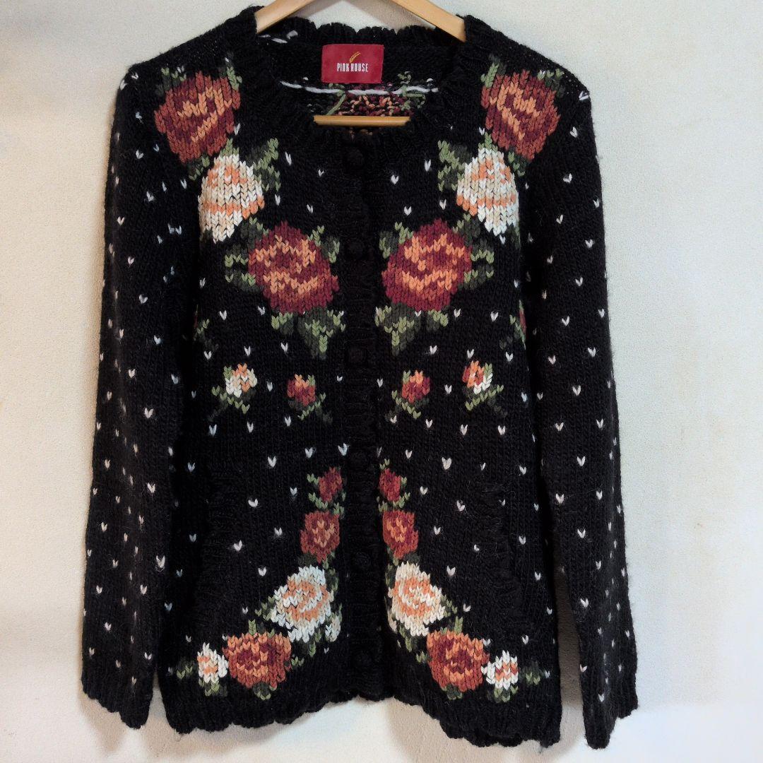 売り切り❗️最終価格から2,000円引きPINK HOUSE 薔薇のカーディガン