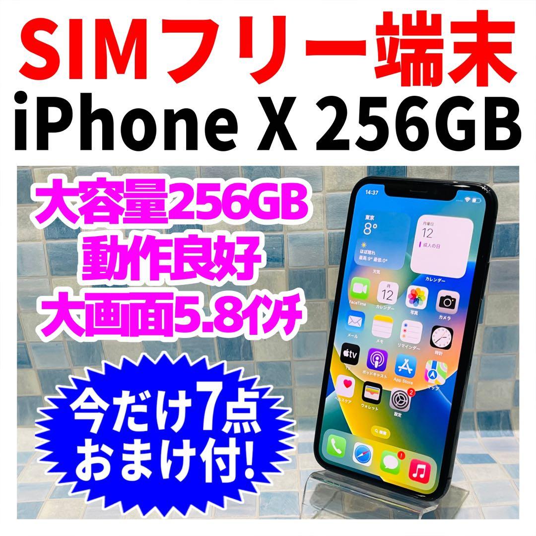SIMフリー iPhoneX 256GB スペースグレイ バッテリー新品