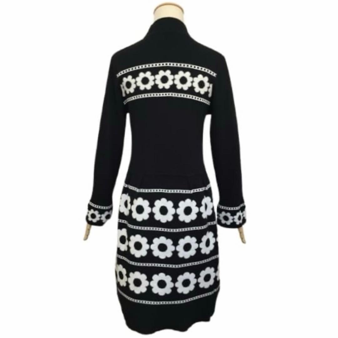 新品未使用タグ付　スーパービューティー 花柄ジャガード ニットワンピ ブラック