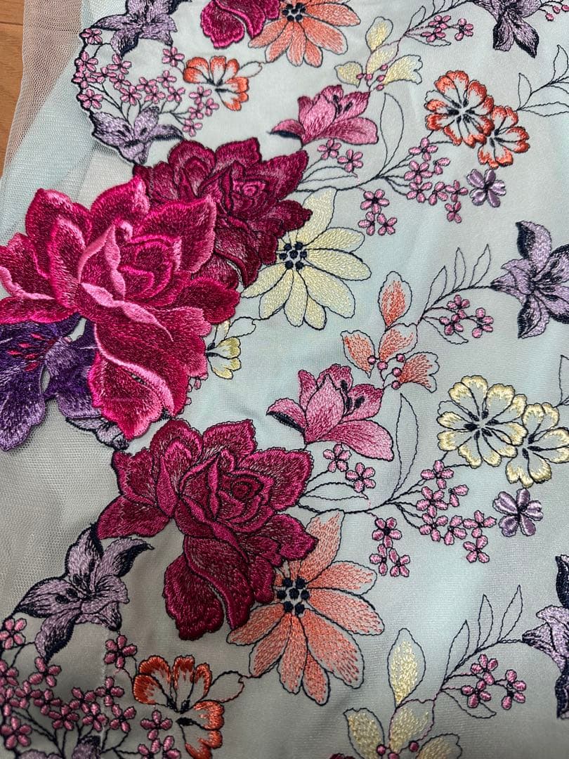 花柄刺繍 キャミソール 水色 秋の七草 サルート STJ274