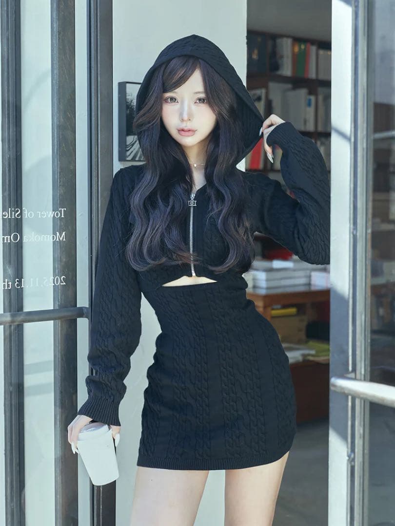 あ*様 ♡ ダーリッチ Darich ♡ オープンケーブルニットミニワンピース