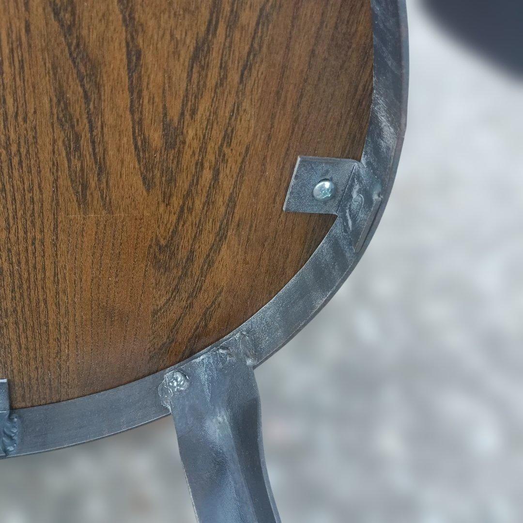 S*y様 5001）円形木製座面のアイアンスツール　ヴィンテージ　インダストリア