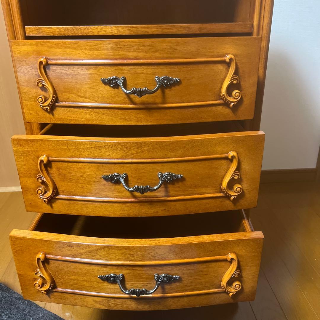 アンティーク風電話台キャビネット