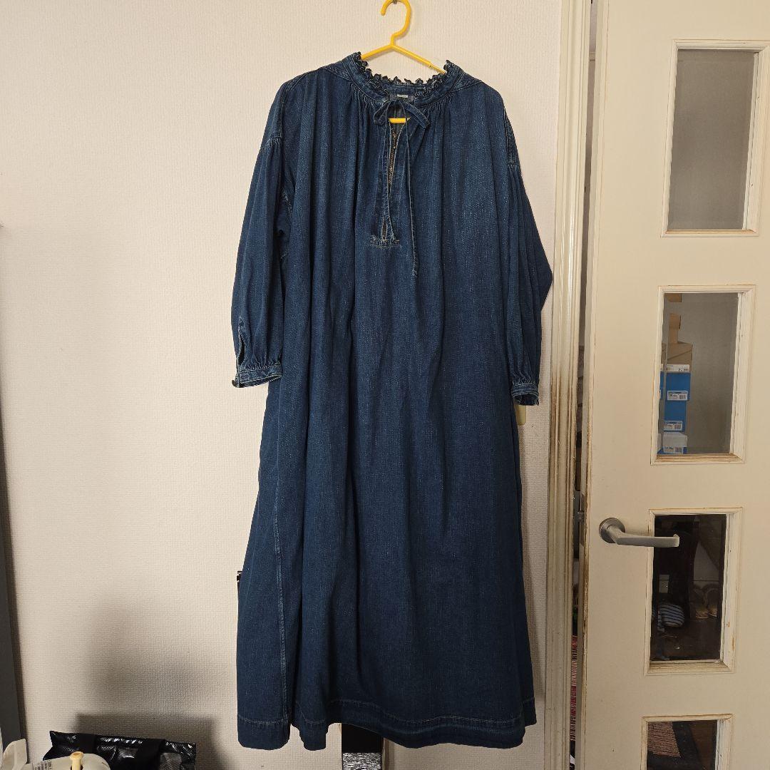 45r 　プチデニムカットワーク刺繍スモックドレス(重)