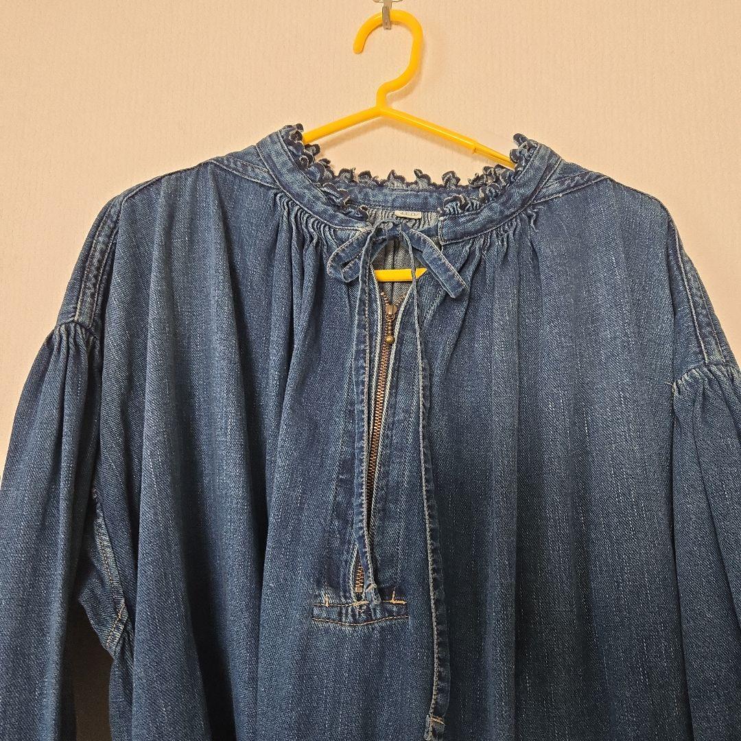 45r 　プチデニムカットワーク刺繍スモックドレス(重)