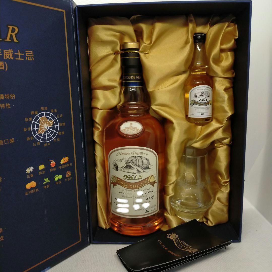 未開栓　オマー　 カスクストレングス　 バーボンタイプ　ミニボトル　グラス付