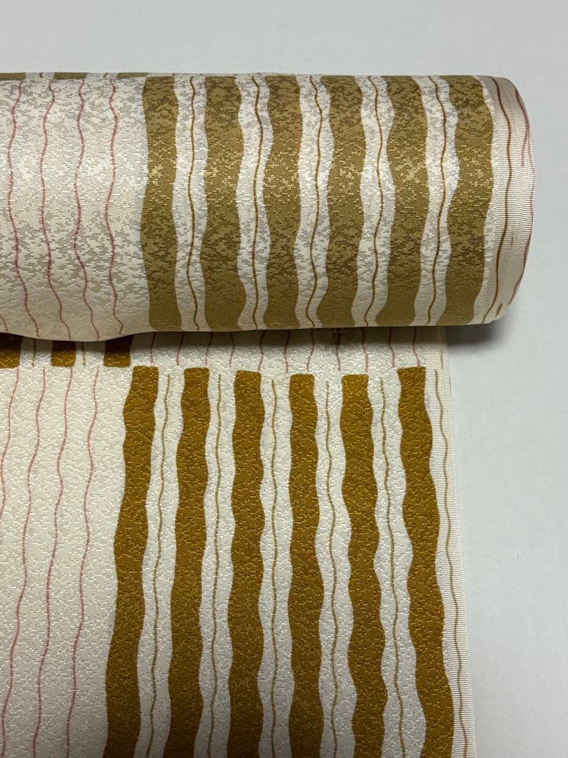 長襦袢用反物　アイボリー×ブラウンストライプ