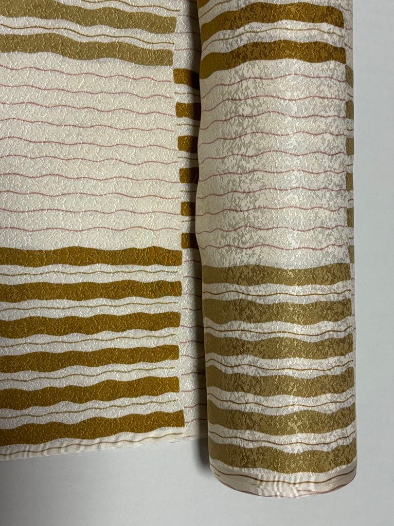 長襦袢用反物　アイボリー×ブラウンストライプ