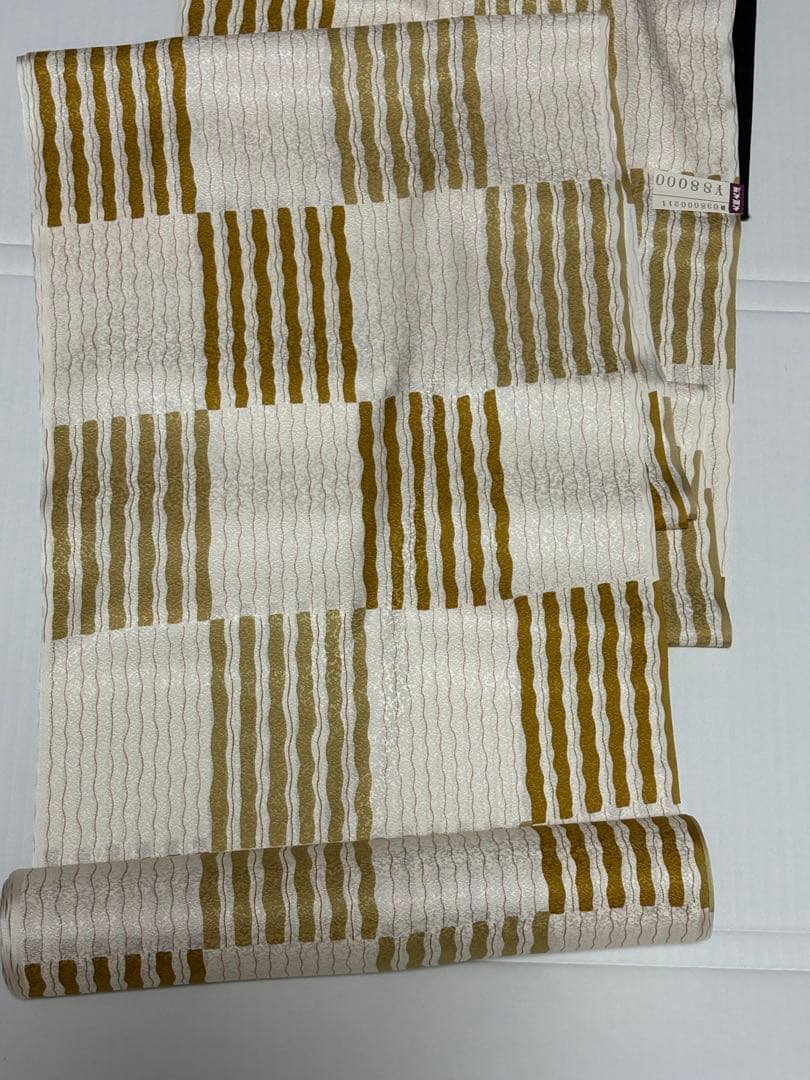 長襦袢用反物　アイボリー×ブラウンストライプ