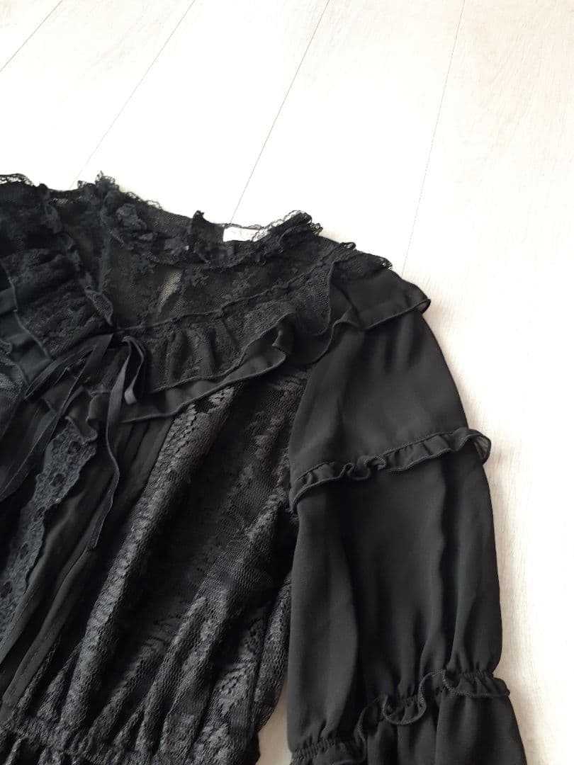 axes femme フリル 総レース ワンピース