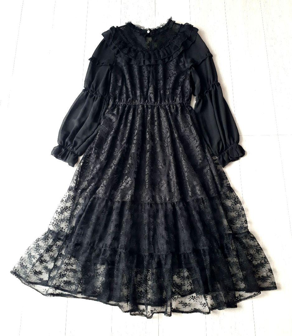 axes femme フリル 総レース ワンピース