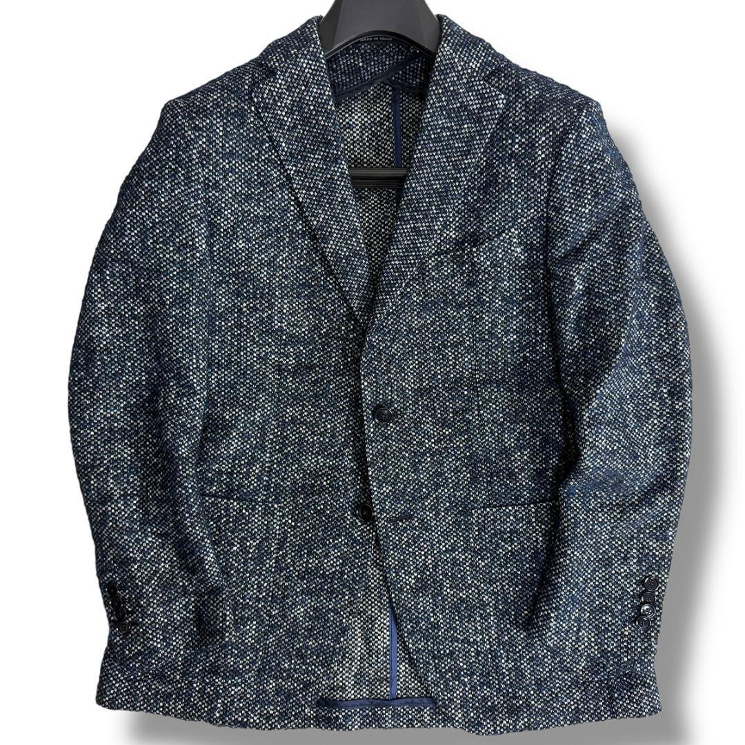 J6037 美品 タリアトーレ モンテカルロツイードジャケット ネイビー 46