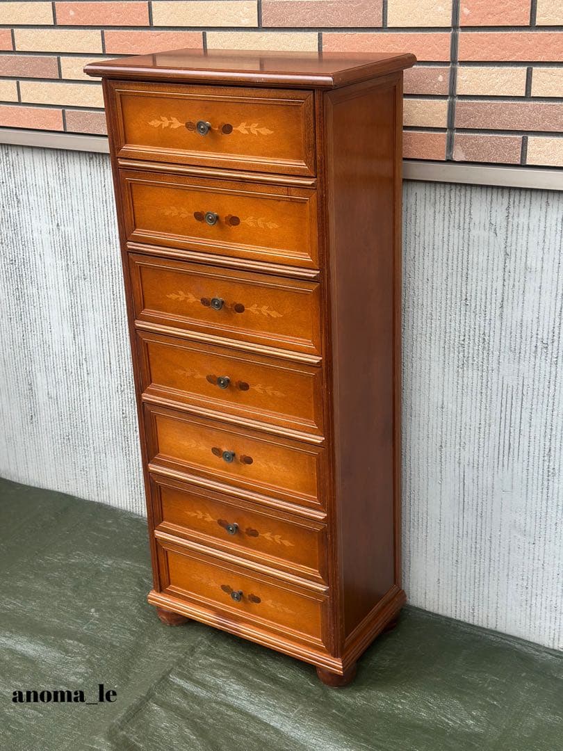 5006【チェスト】木製　イタリア　象嵌　収納　飾り台　アンティーク◎