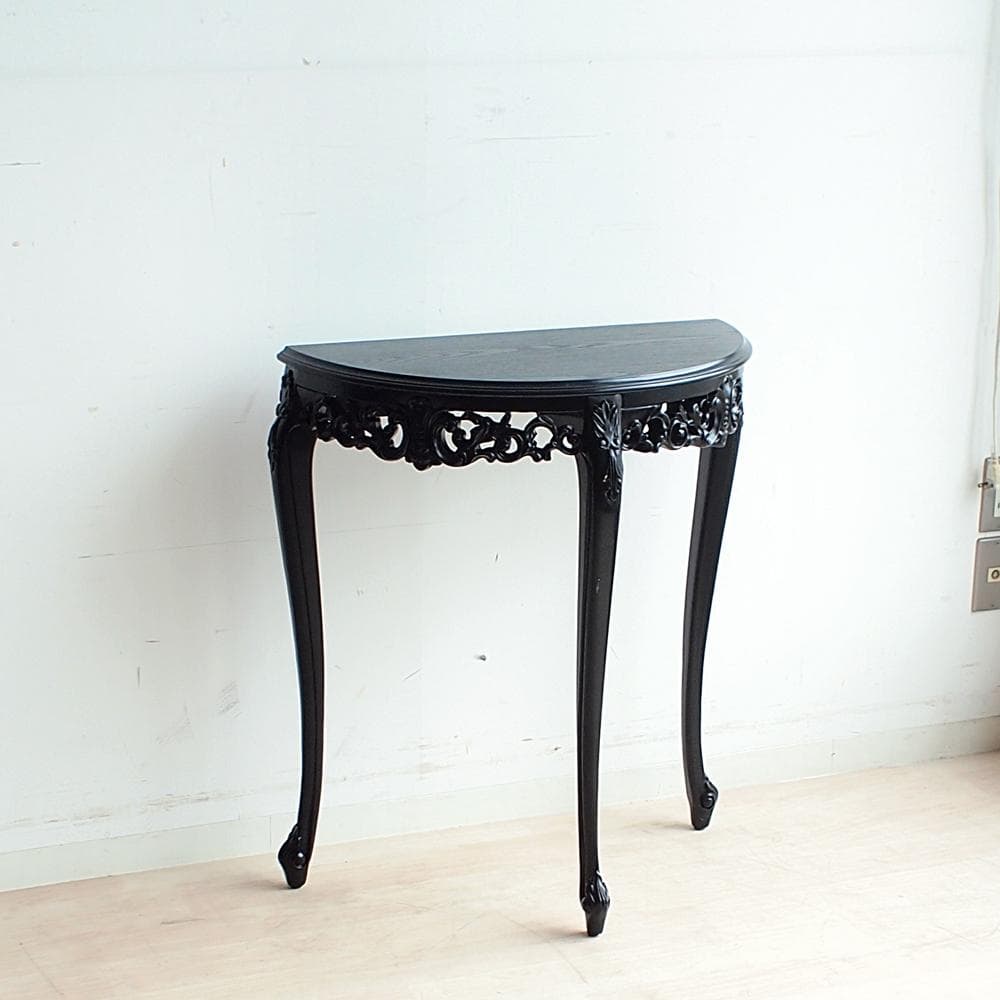 ロココ調 コンソールテーブル 透かし彫り 黒 ZR24063