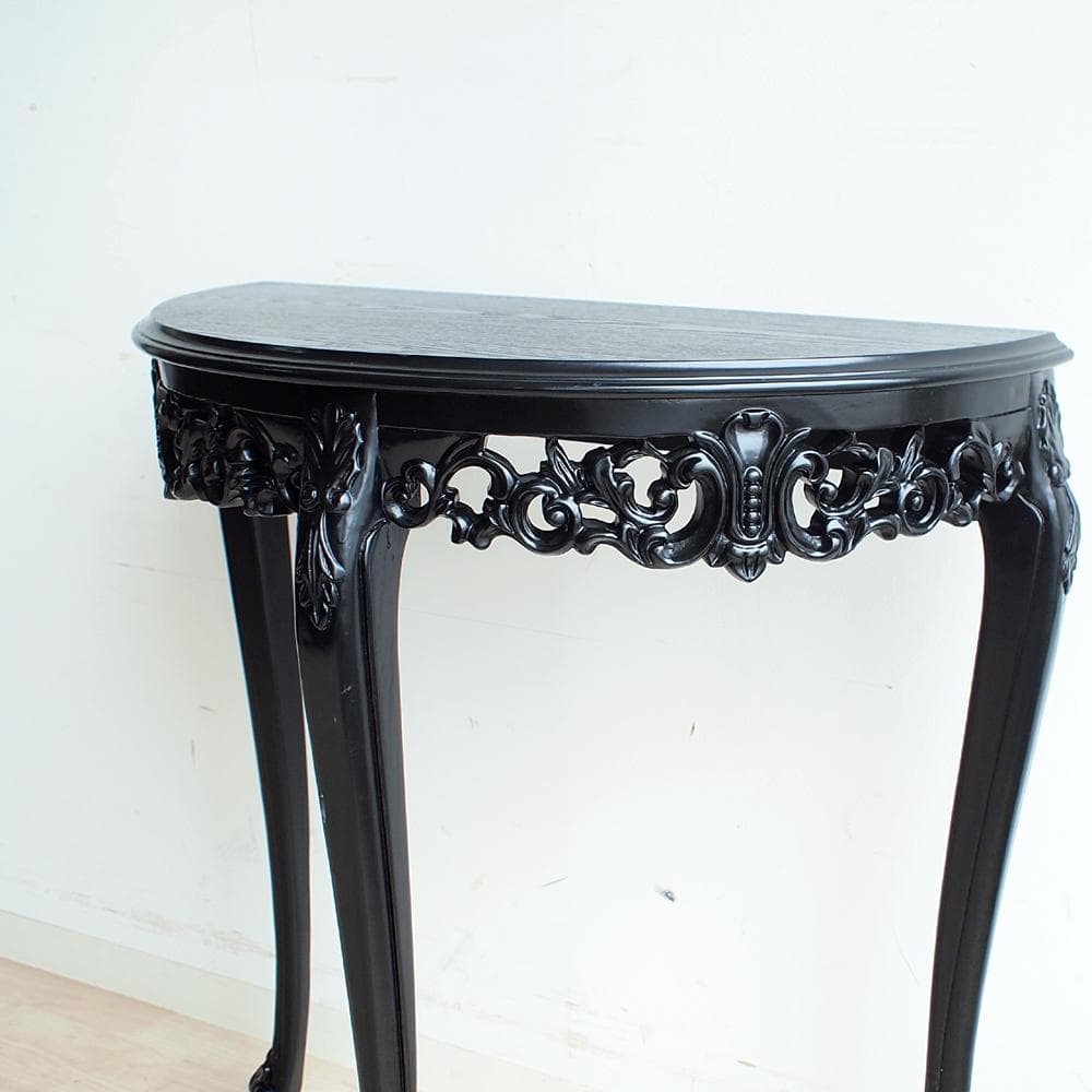 ロココ調 コンソールテーブル 透かし彫り 黒 ZR24063
