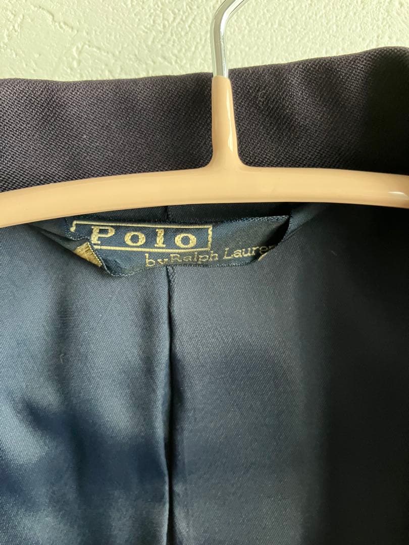【ヴィンテージ】ラルフローレン　ウール　ダブル　紺ブレ　金ボタン　175