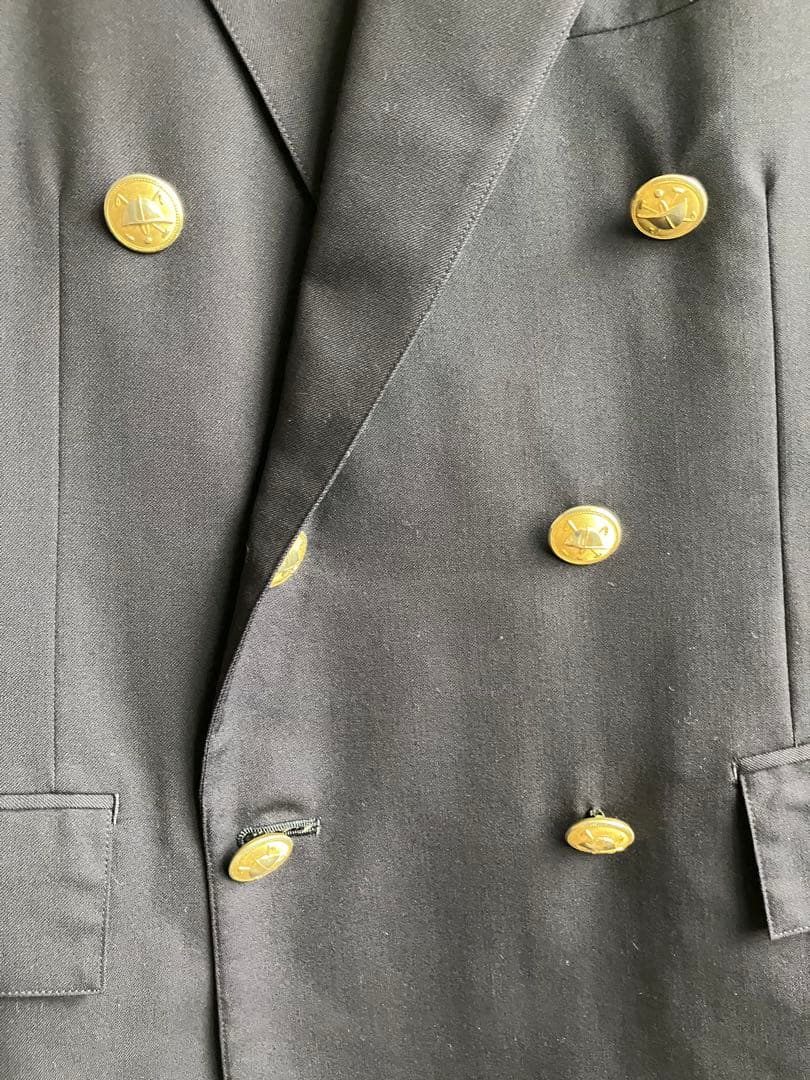 【ヴィンテージ】ラルフローレン　ウール　ダブル　紺ブレ　金ボタン　175