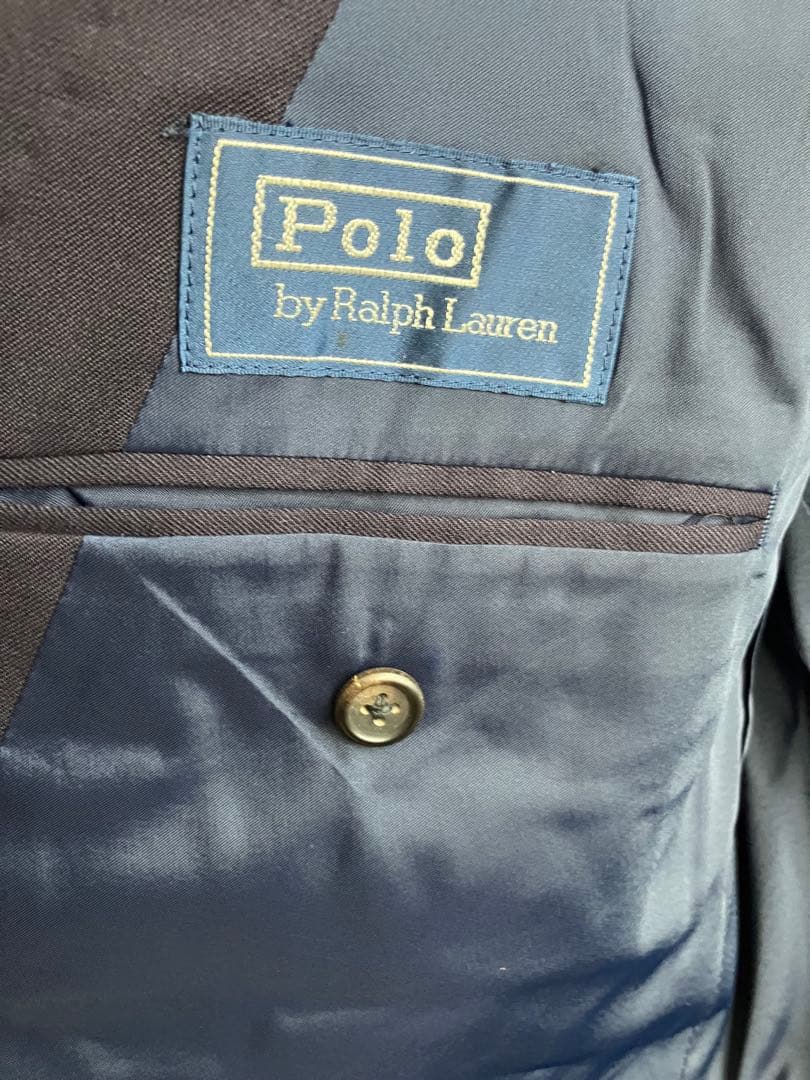 【ヴィンテージ】ラルフローレン　ウール　ダブル　紺ブレ　金ボタン　175