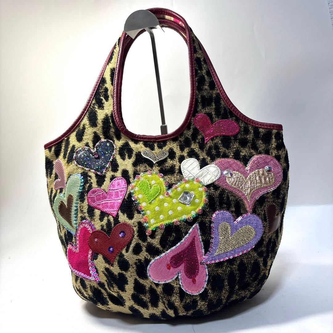 【美品】シンクビー！ アニマルハート ハンドバッグ レオパード 希少 ゴージャス