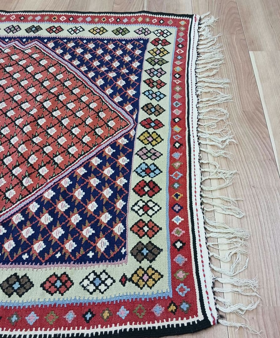 Y2744 ペルシャ絨毯 キリム ラグマット 手織り ウール 152×100㎝