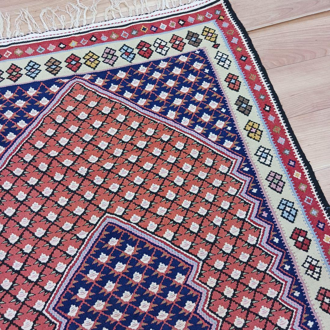 Y2744 ペルシャ絨毯 キリム ラグマット 手織り ウール 152×100㎝