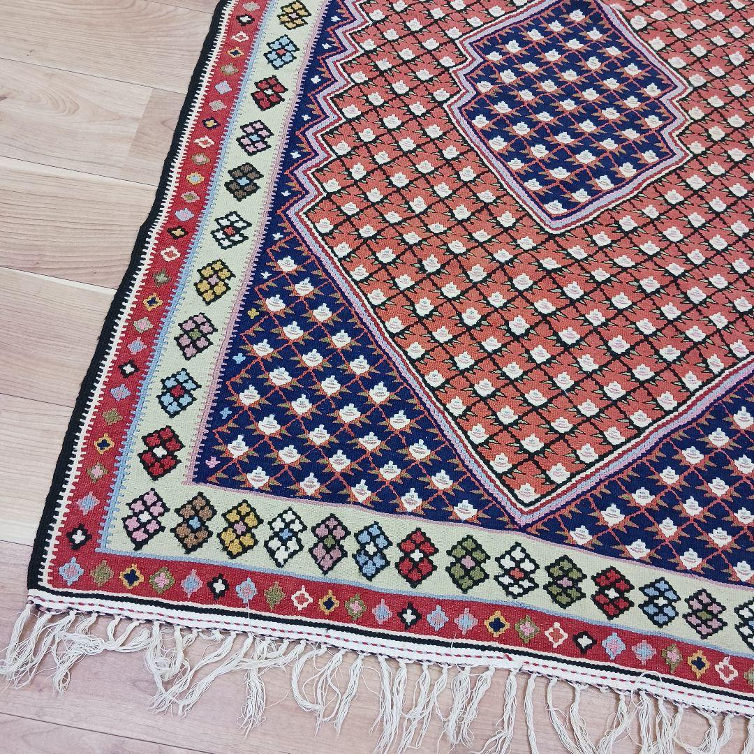 Y2744 ペルシャ絨毯 キリム ラグマット 手織り ウール 152×100㎝