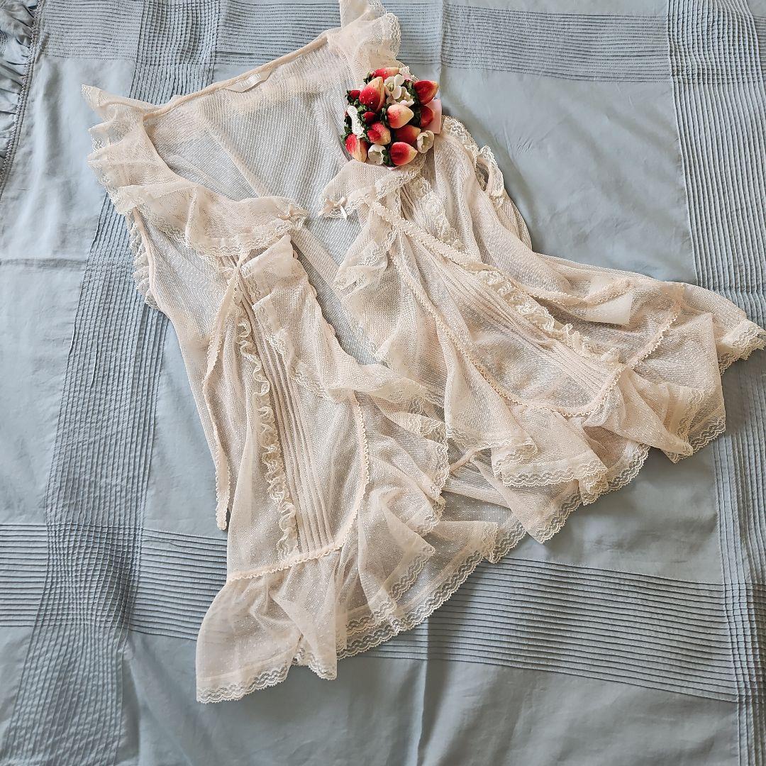 ★ピンクハウス★❤️ドットチュールベスト✨レースがたっぷり✨キナリ