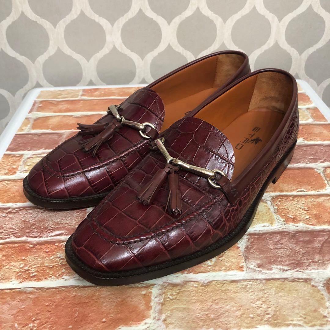 エトロ　クロコダイル風レザー タッセル付きローファー