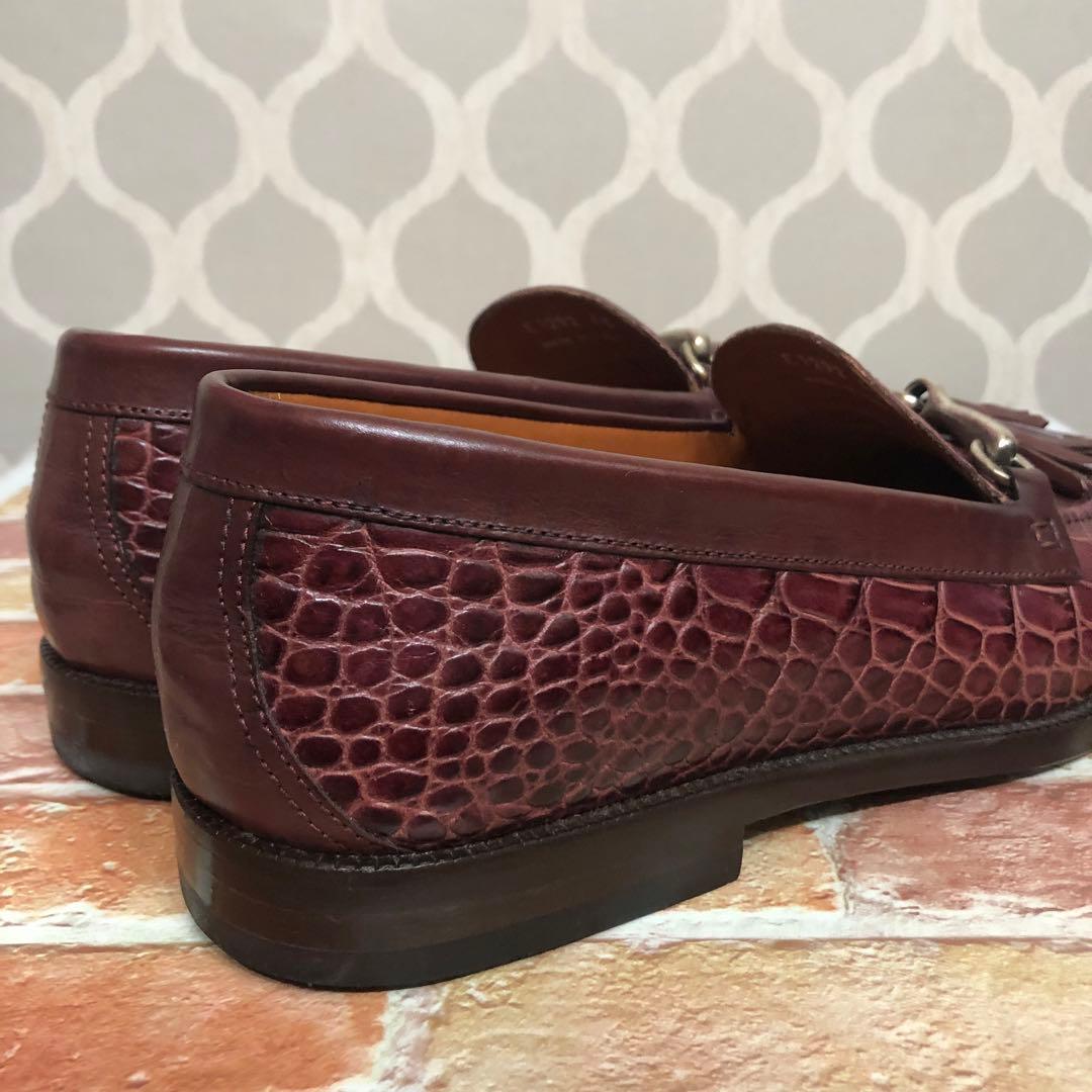 エトロ　クロコダイル風レザー タッセル付きローファー