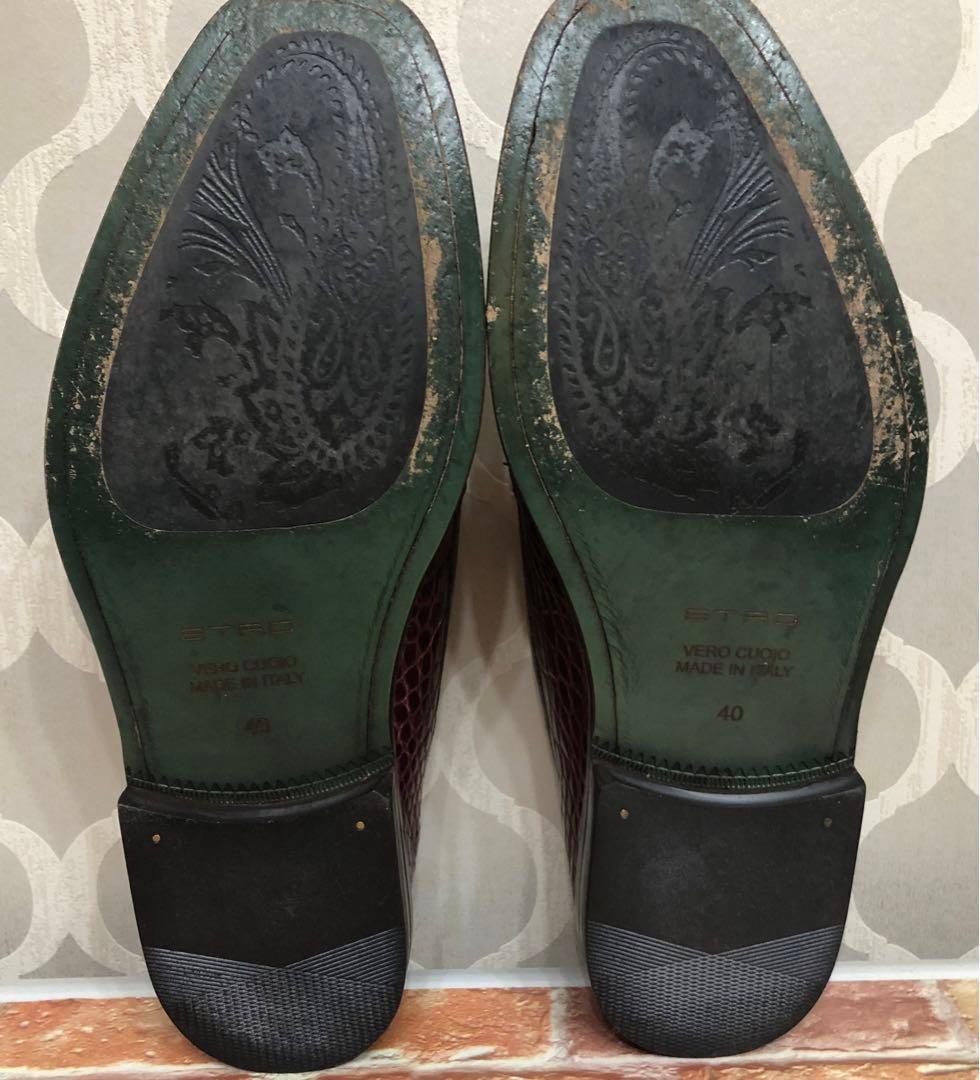 エトロ　クロコダイル風レザー タッセル付きローファー