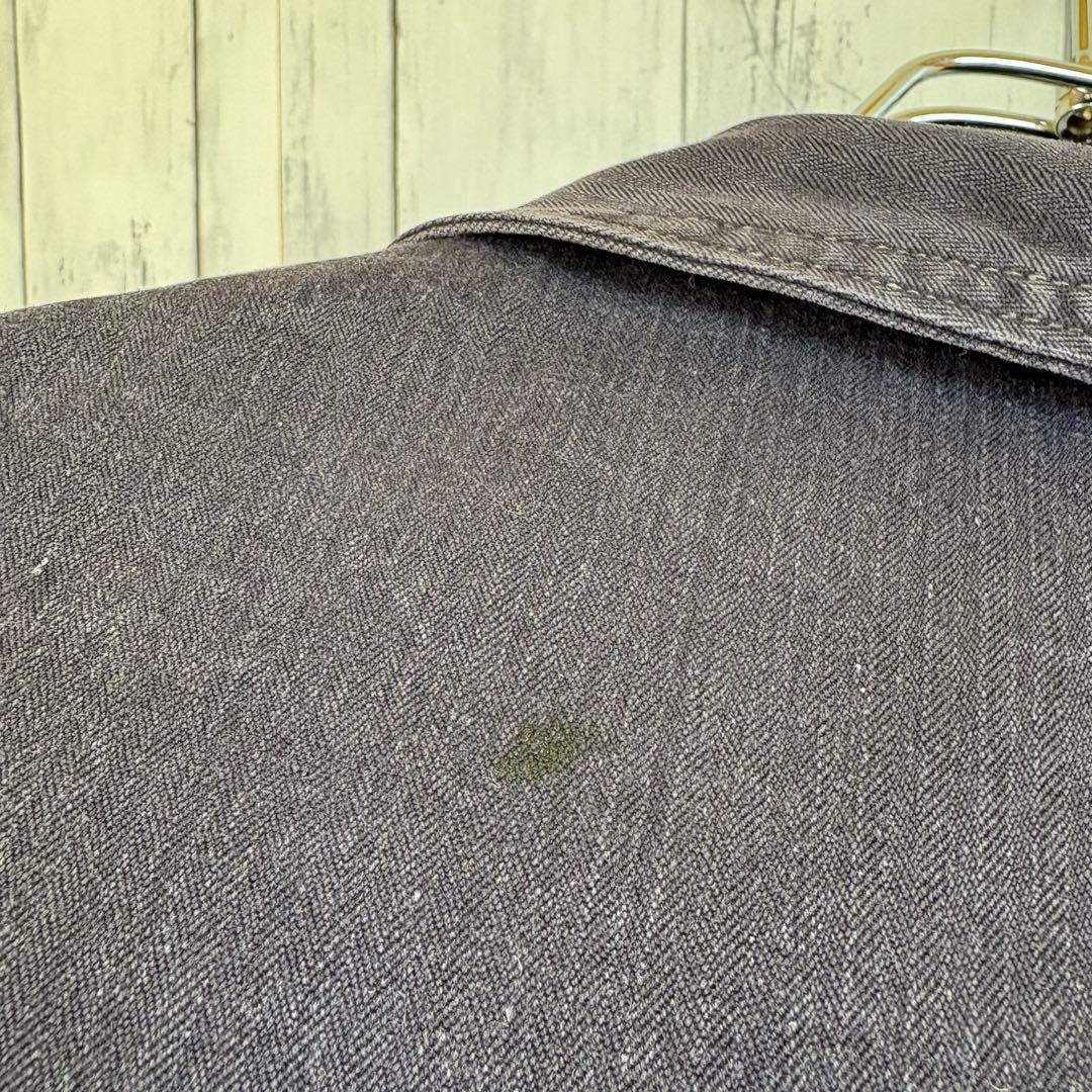 60s 70s フランス軍 ヘリンボーン カバーオール ワークジャケット 黒 M