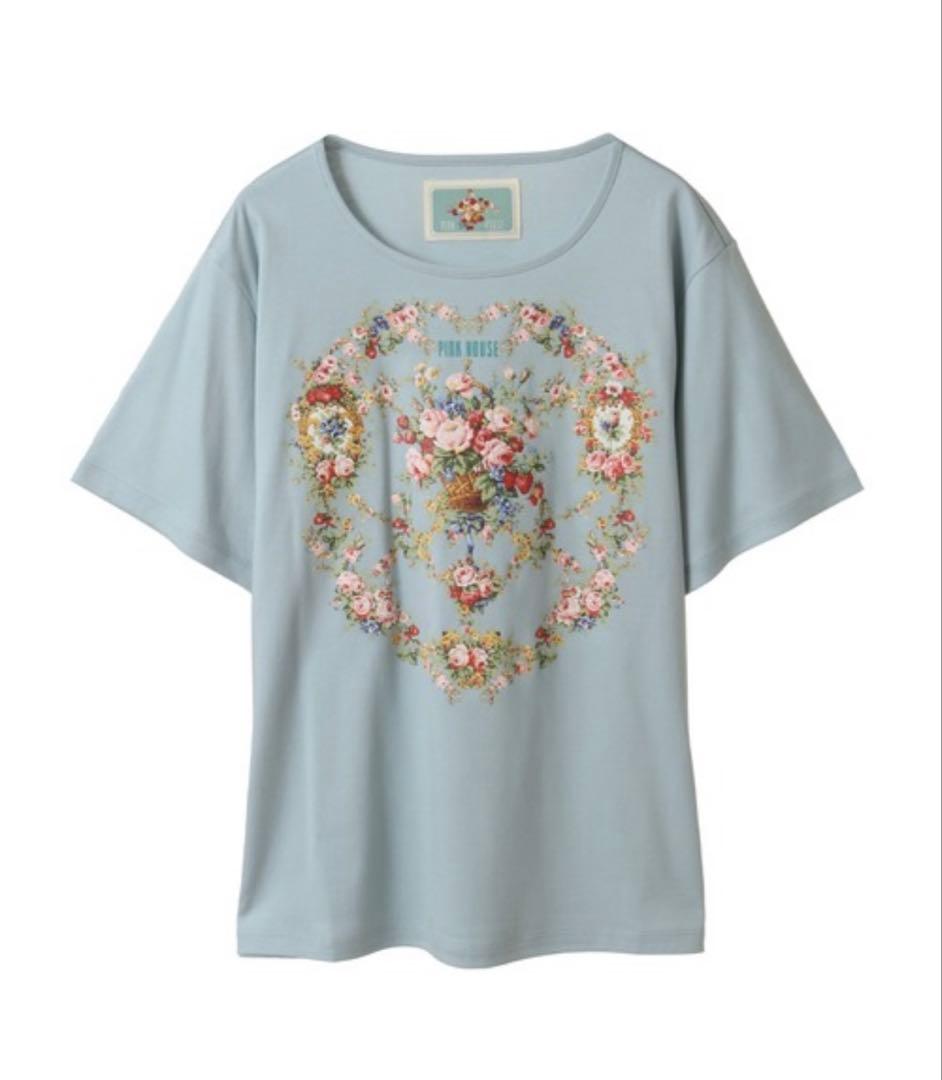 ピンクハウス　壁紙模様プリントカットソー