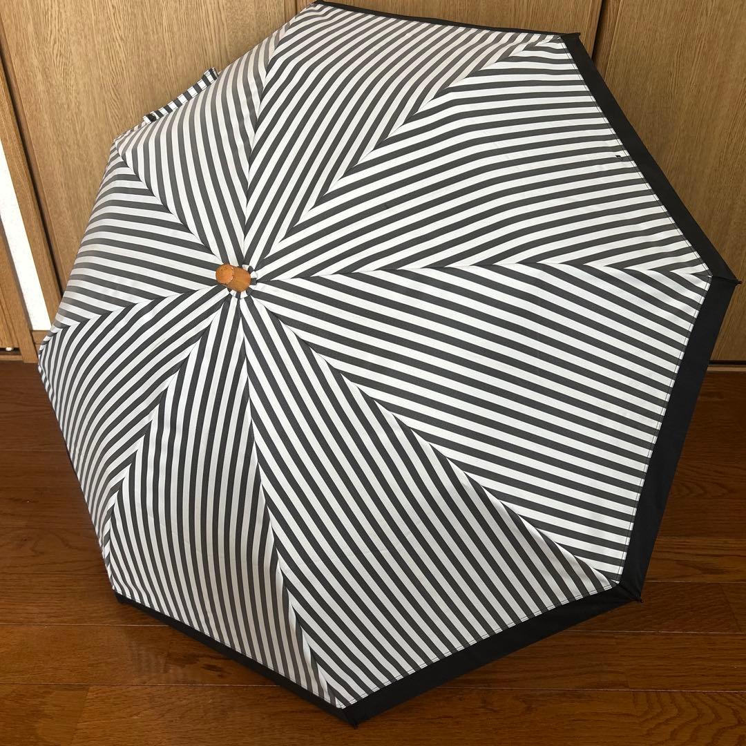 サンバリア100 2段折 白黒ストライプ 木曲がり手元