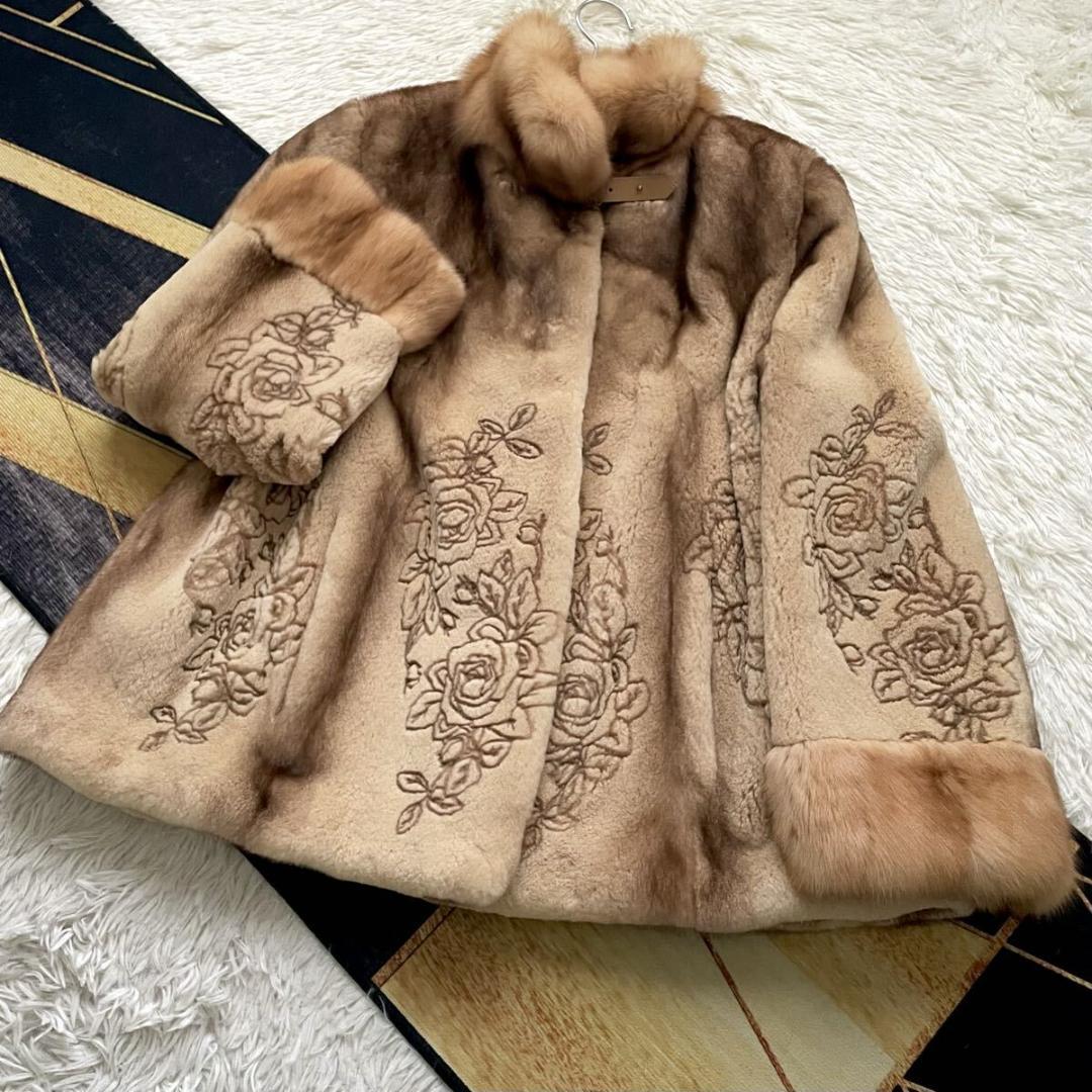 近年人気/未使用級◎ ゴールデンセーブル/サガミンク ファーコート 軽量◎ 毛皮