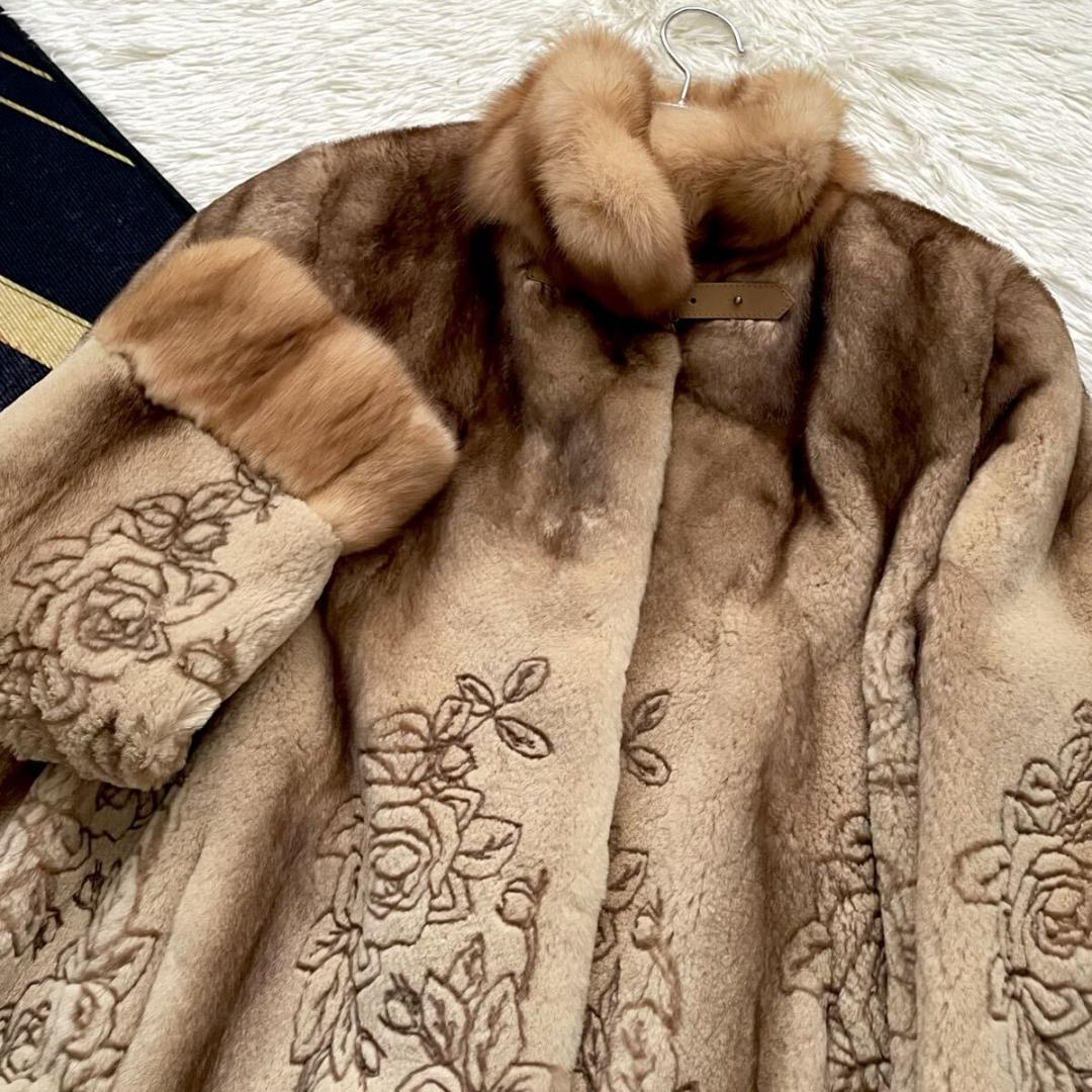 近年人気/未使用級◎ ゴールデンセーブル/サガミンク ファーコート 軽量◎ 毛皮