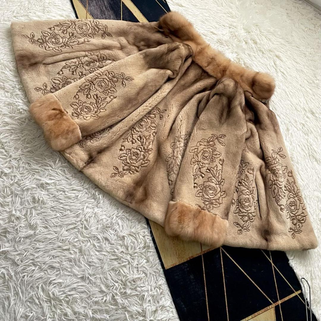 近年人気/未使用級◎ ゴールデンセーブル/サガミンク ファーコート 軽量◎ 毛皮