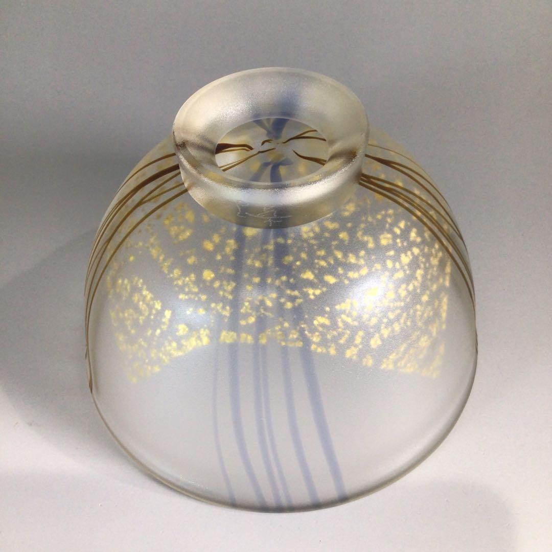 Ｐ６７４　茶碗　『堀口幸子造』『金箔麦藁手』『瑠璃茶碗』　義山茶碗　共箱　茶道具